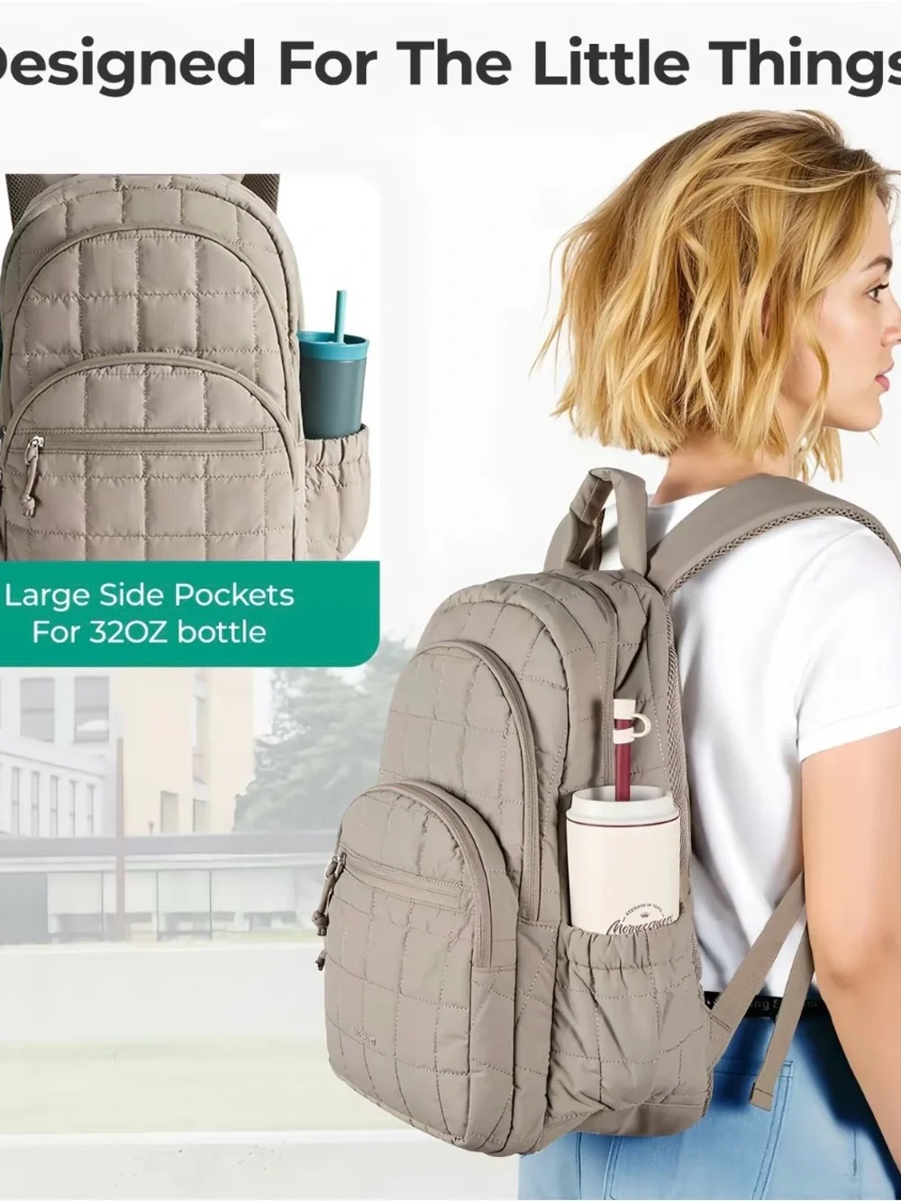 Bagsmart College Laptop Backpack, Travel for Women, Quilted Casual Daypack New